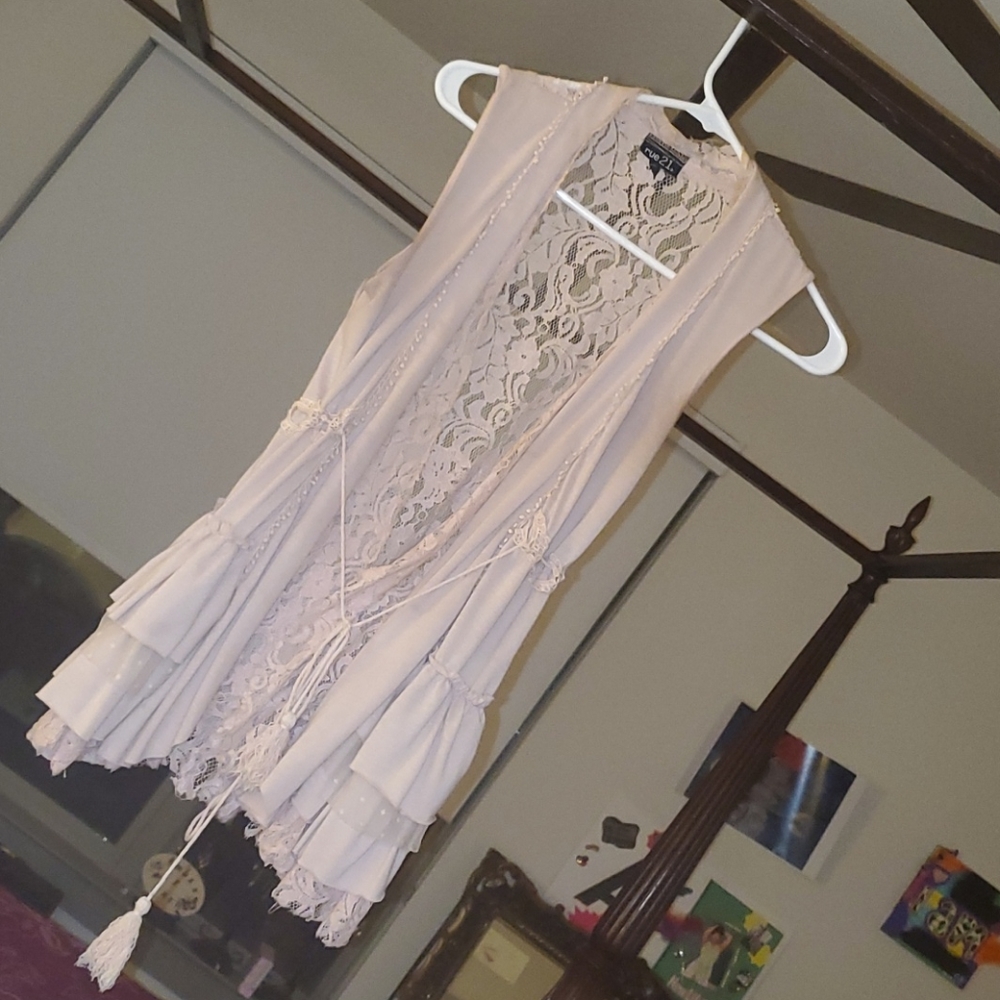 Pink lace vest